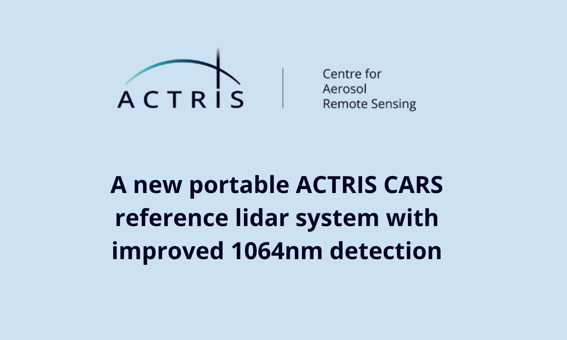 ACTRIS CARS lidar new system 
